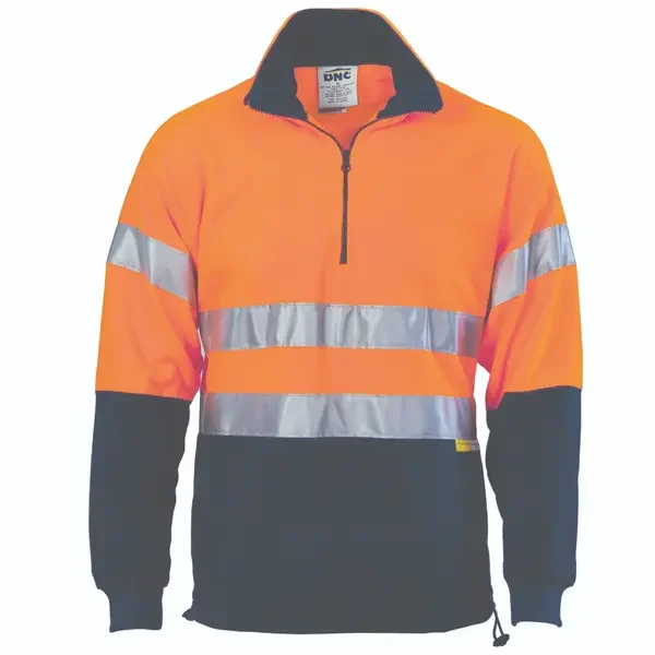 DNC WORKWEAR-382945270: Two Tone 1/2 Zip Fleece w/-Tap Orange/Navy 5XL