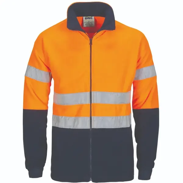 DNC WORKWEAR-383045271: Full Zip Polar Fleece G-Tape Orange/Navy 6XL