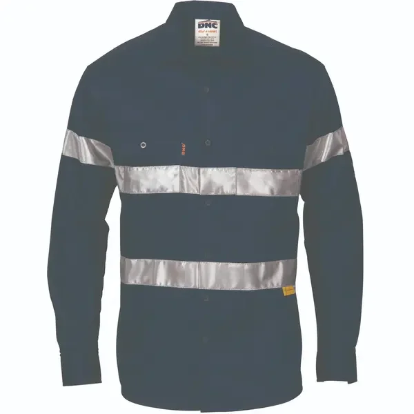 DNC WORKWEAR-383520070: HiVis Cd Shirt w/-Tape Long Sleeve Navy 5XL
