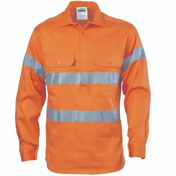 DNC WORKWEAR-384845070: Closed Front Cd Shirt Tape Long Sleeve Orange 5XL