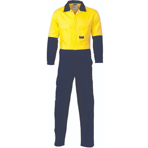 DNC WORKWEAR-38513572132: Two Tone HiVis Coveralls Cd Yellow/Navy 132S