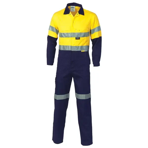 DNC WORKWEAR-38553572132: Two Tone Overalls w/-Tape Cd Yellow/Navy 132S