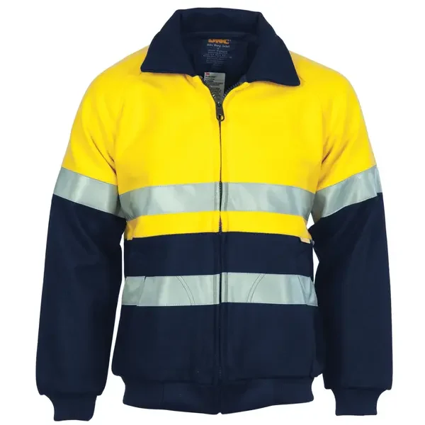 DNC WORKWEAR-385935773: HiVis Bluey Jacket with Tape Yellow/Navy 8XL