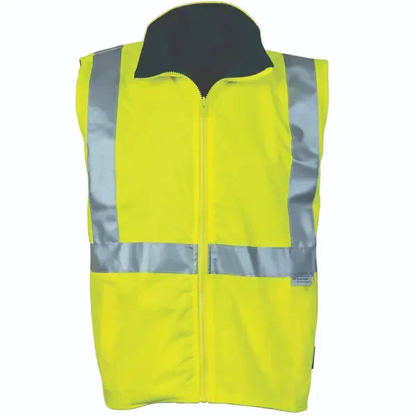 DNC WORKWEAR-386535771: HiVis Reversible Vest with Tape Yellow/Navy 6XL