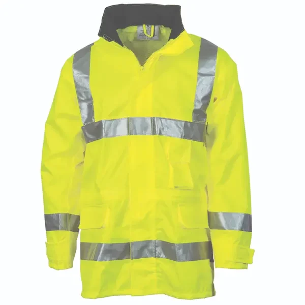 DNC WORKWEAR-387135071: HiVis Rain Jacket w/-Tape Yellow 6XL