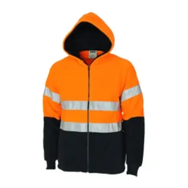 DNC WORKWEAR-392645270: Hivis FullZip Polar Fleecy CSR Orange/Navy 5XL