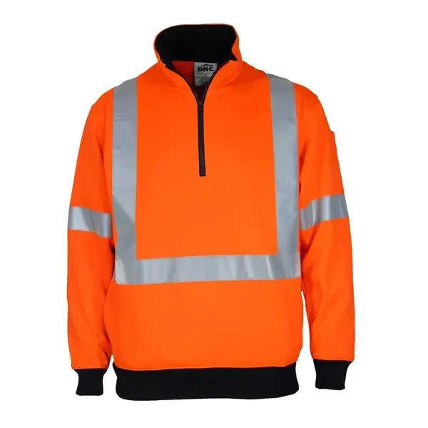DNC WORKWEAR-393345071: Hvs 1/2Zip XBack Fleecy Jumper Orange 6XL
