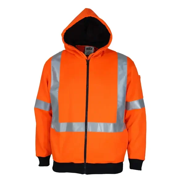 DNC WORKWEAR-393545071: Hvs FullZip XBack FleecyHoodie Orange 6XL