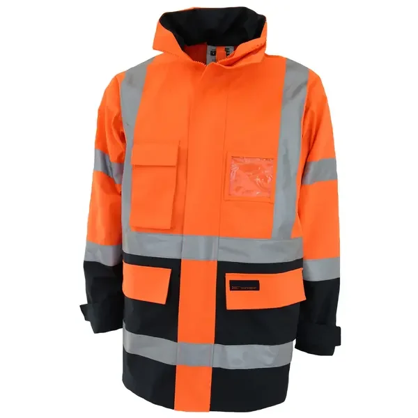 DNC WORKWEAR-396245271: Hvs Hpattern 2T BiomotionT Jacket Orange/Navy 6XL