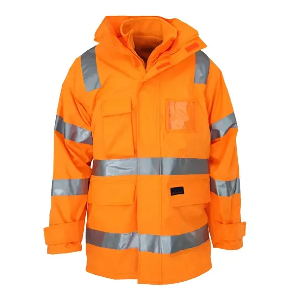 DNC WORKWEAR-397045071 DNC WORKWEAR-397045071: HiVis 6 in 1 VIC Rail Jacket Orange 6XL