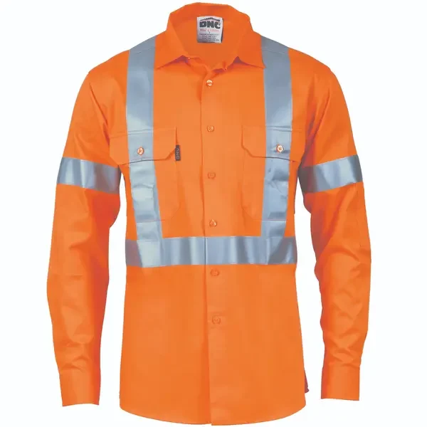 DNC WORKWEAR-398945070: Hvs Drill Shirt Crs back R/T Long Sleeve Orange 5XL
