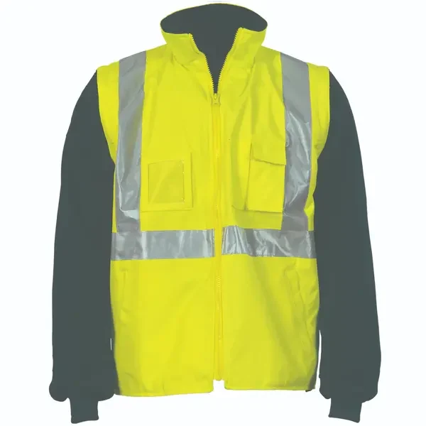 DNC WORKWEAR-399435771: Hvs Zip off Sleeve R Vest Tape Yellow/Navy 6XL
