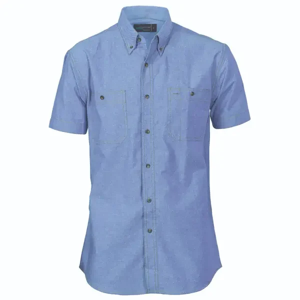 DNC WORKWEAR-410127870: Cotton Chambray Shirt Short Sleeve Chambray 5XL