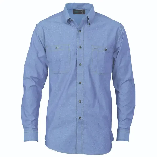 DNC WORKWEAR-410227870: Cotton Chambray Shirt Long Sleeve Chambray 5XL