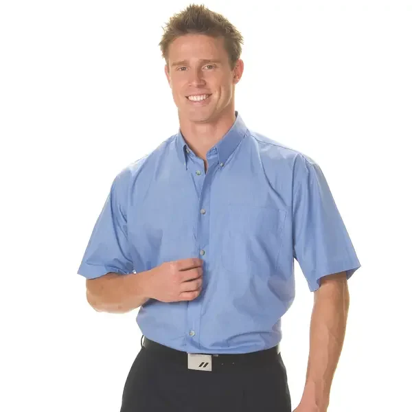 DNC WORKWEAR-412127870: Polyester Cotton Chambray Bus Shirt Short Sleeve Chambray 5XL
