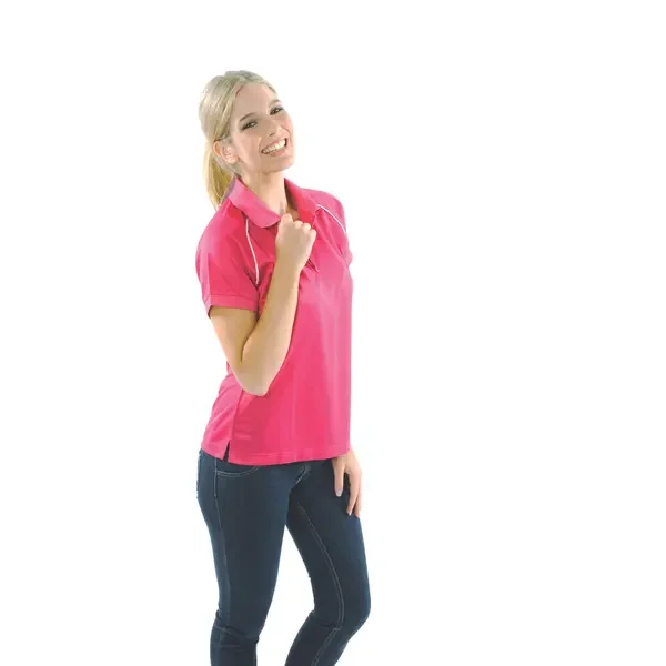 DNC WORKWEAR-526846024 DNC WORKWEAR-526846024: Ladies Cool brez Rome Polo Short Sleeve Magenta/White 24