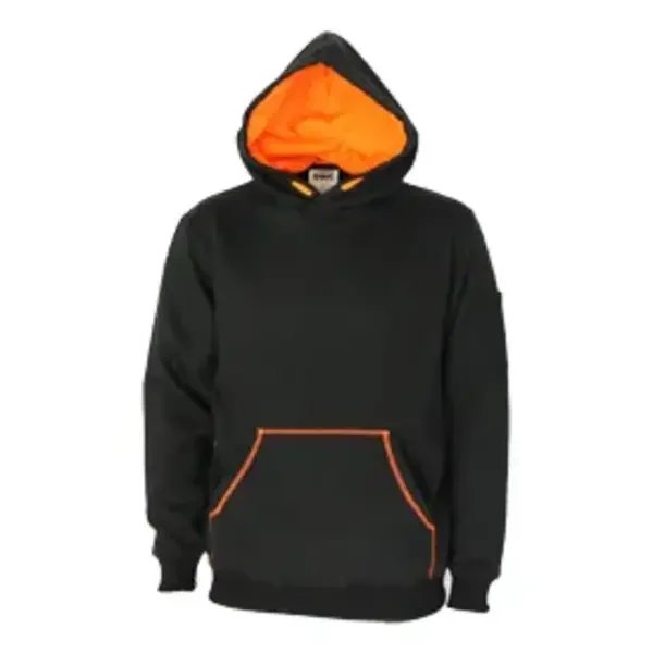 DNC WORKWEAR-542310569 DNC WORKWEAR-542310569: Super brushed Fleece Hoodie Black/Orange 4XL