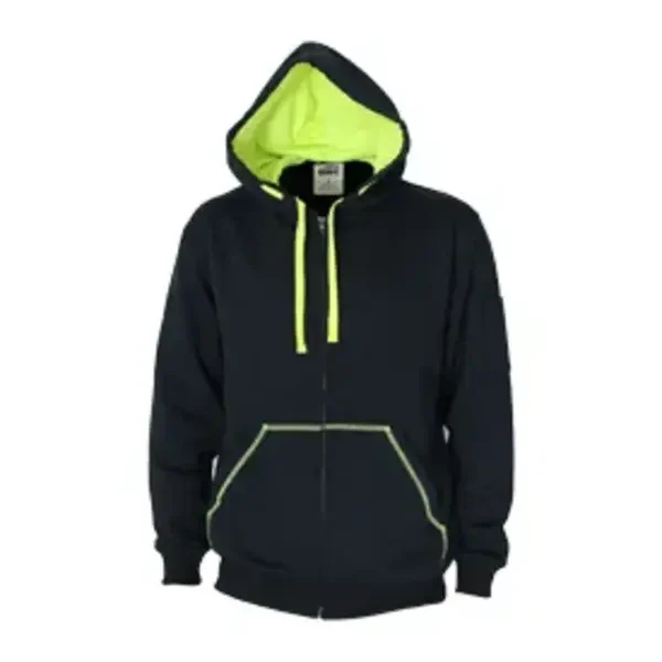 DNC WORKWEAR-542421369 DNC WORKWEAR-542421369: Fulzip Brushed Fleece Hoodie Navy/Yellow 4XL