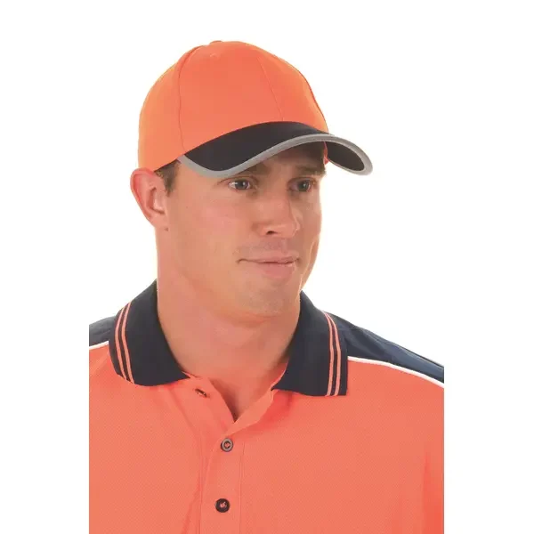 DNC WORKWEAR-H022452TAPE: HiVis Two tone Cap Orange/Navy TAPE