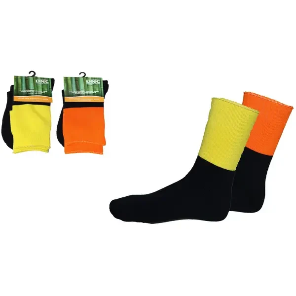 DNC WORKWEAR-S109: Extra Thick Hi-Vis 2 Tone Bamboo Socks