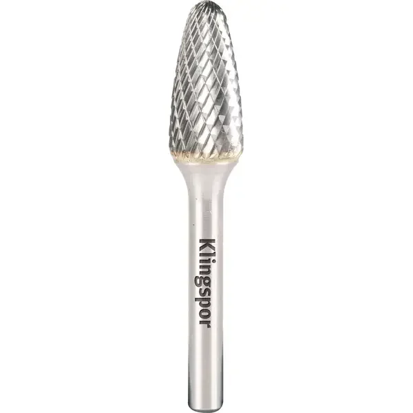 KLINGSPOR-295985 KLINGSPOR-295985: The HF 100 F with its semi-circular burr is ideal for machining moulded parts. The carbide burr offers outstanding stock removal and a long service life even when used for tight workpiece shapes.