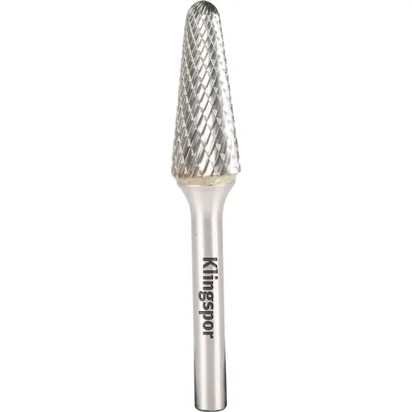 KLINGSPOR-310287: The HF 100 L with its conical round-nosed burr is ideal for working on difficult-to-access areas. The carbide burr delivers exceptional stock removal and a long service life.