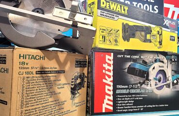 Powered Saws Guide powered saws including circular saw and mitre saw on job site